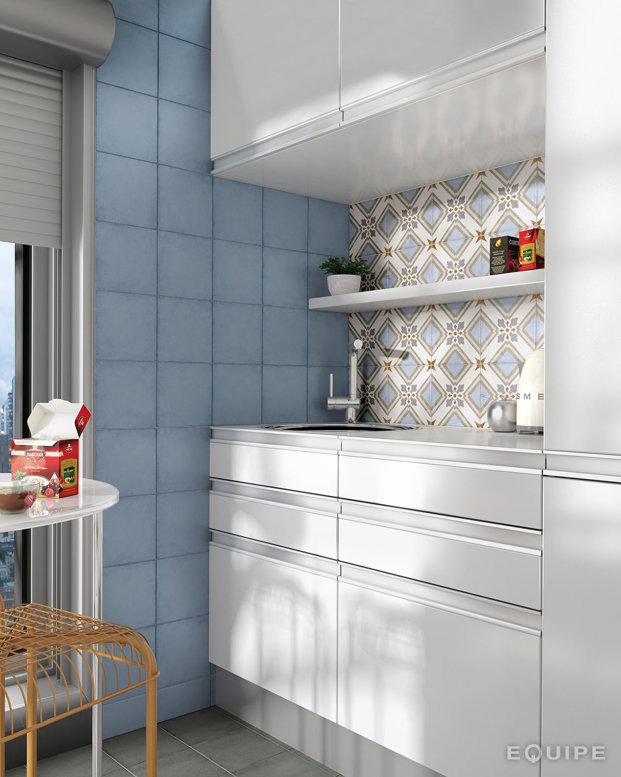 Керамогранит Equipe арт Art Nouveau, sky blue, 200х200 фото 2