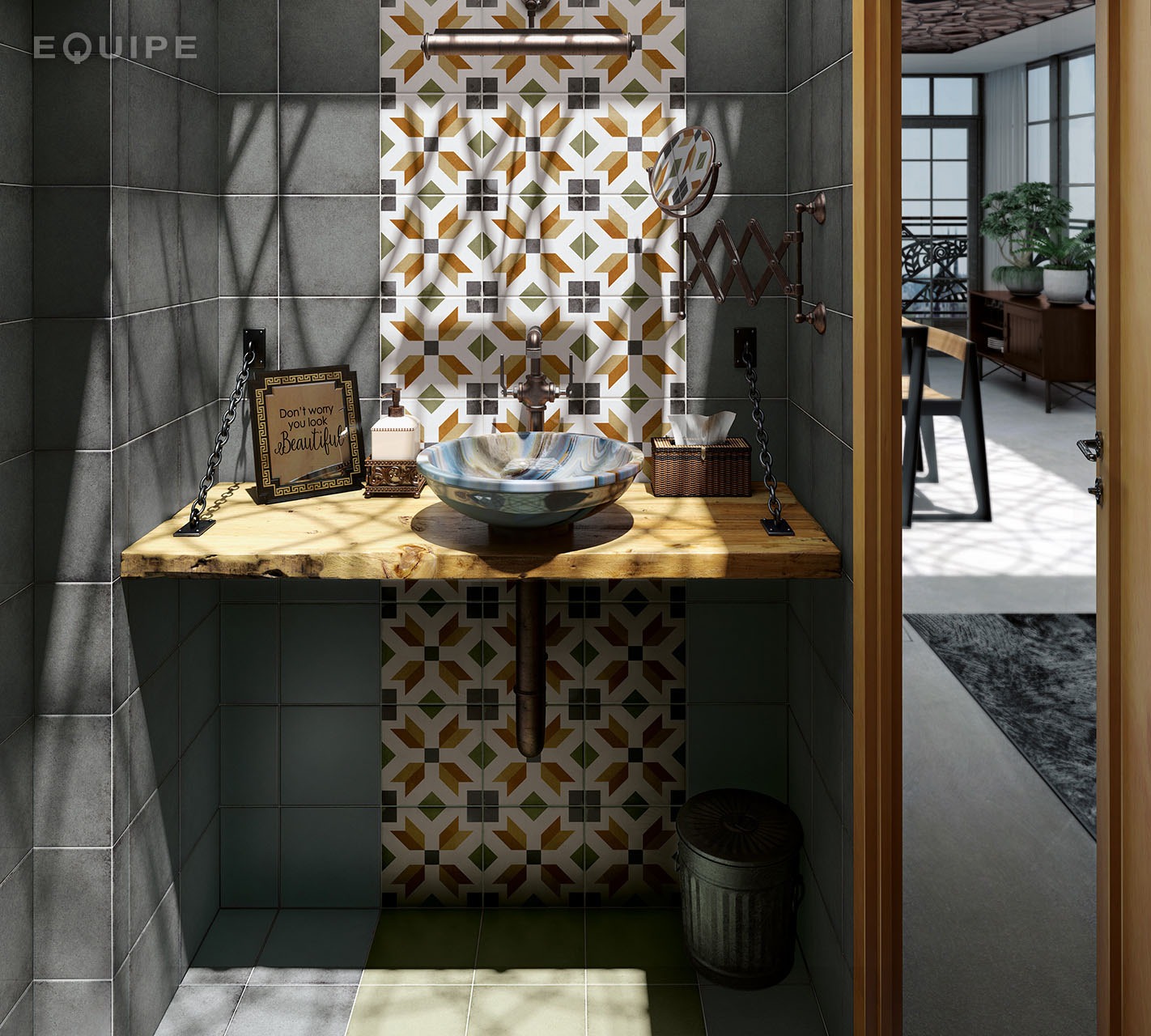 Керамогранит Equipe арт Art Nouveau, cypress green, 200х200 фото 2