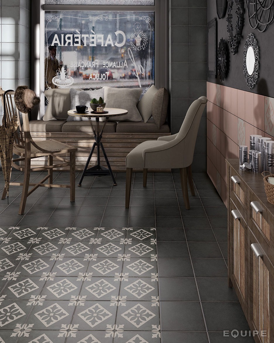 Керамогранит Equipe арт Art Nouveau, charcoal grey, 200х200 фото 5