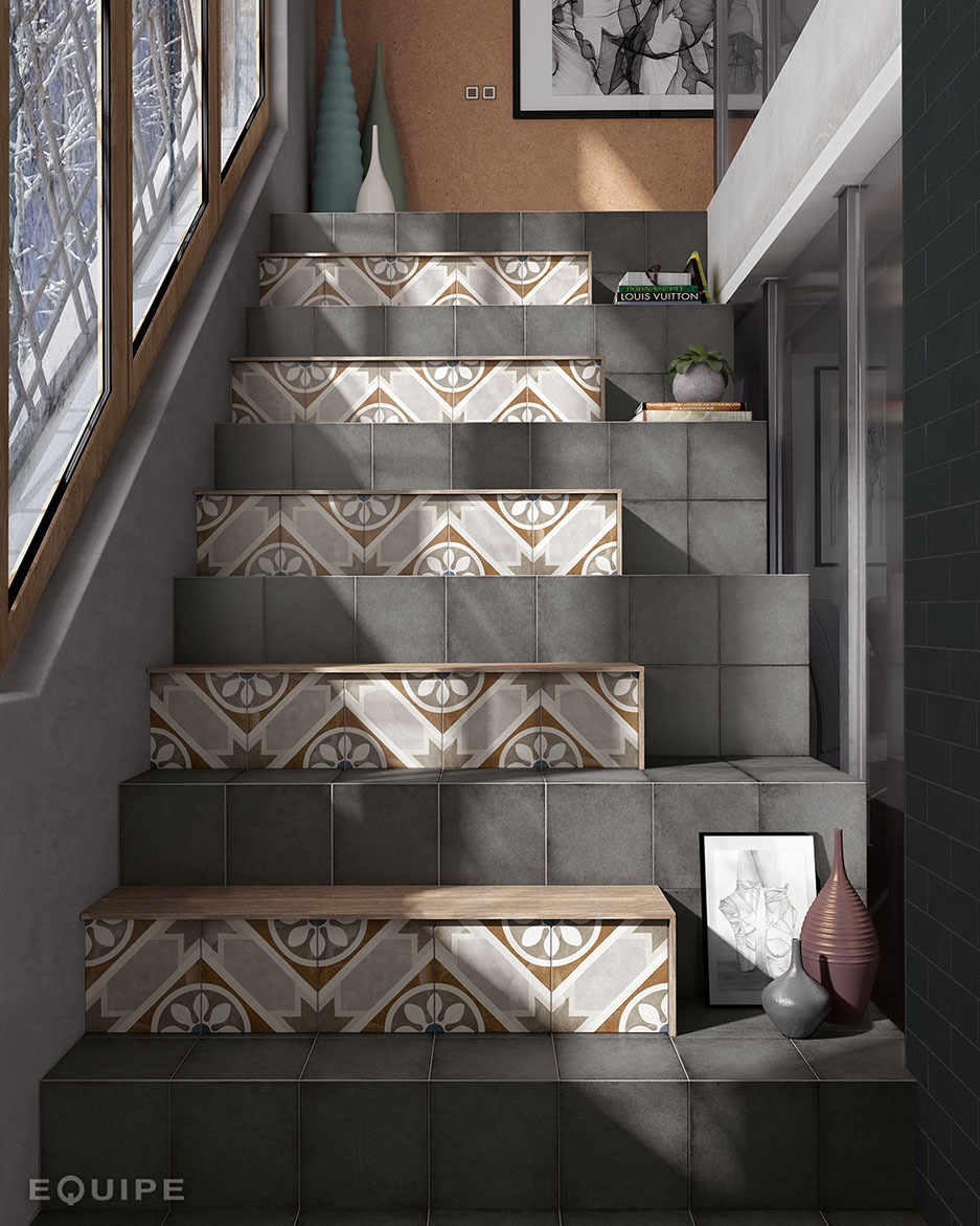 Керамогранит Equipe арт Art Nouveau, charcoal grey, 200х200 фото 6
