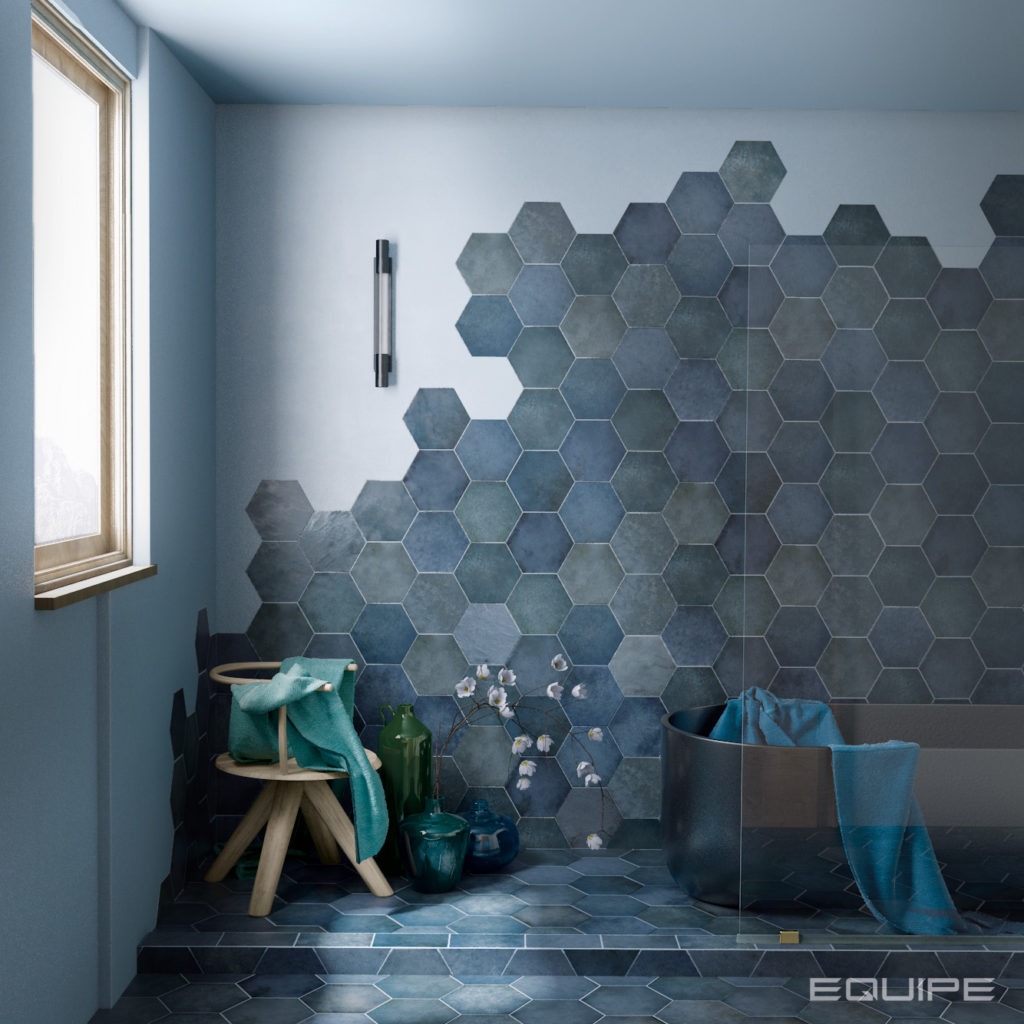 Керамическая плитка Equipe арт Heritage Hexagono, indigo, 200х175 фото 3