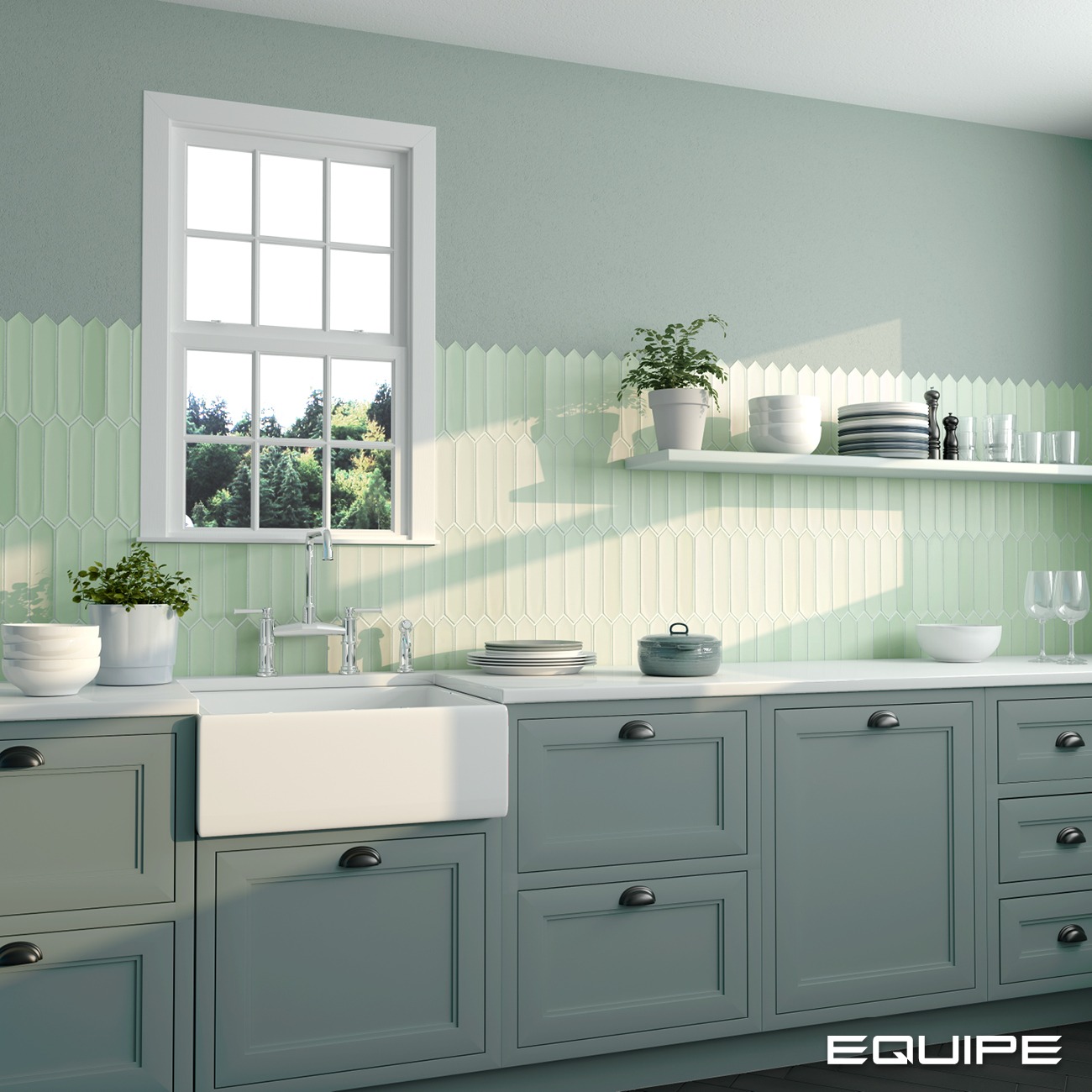 Керамическая плитка Equipe арт Lanse, mint, 250х50 фото 2