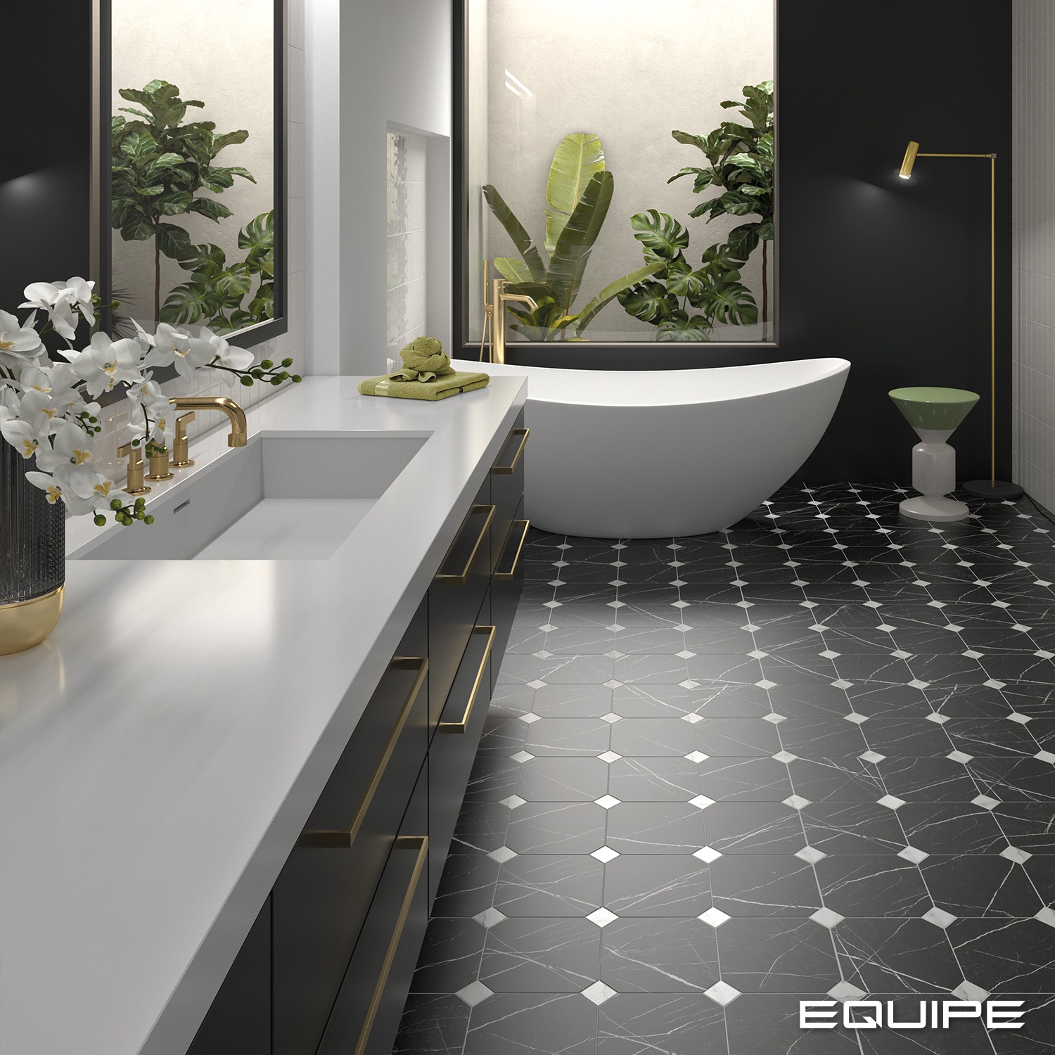 Керамогранит Equipe арт Octagon, marmol negro, 200х200 фото 2