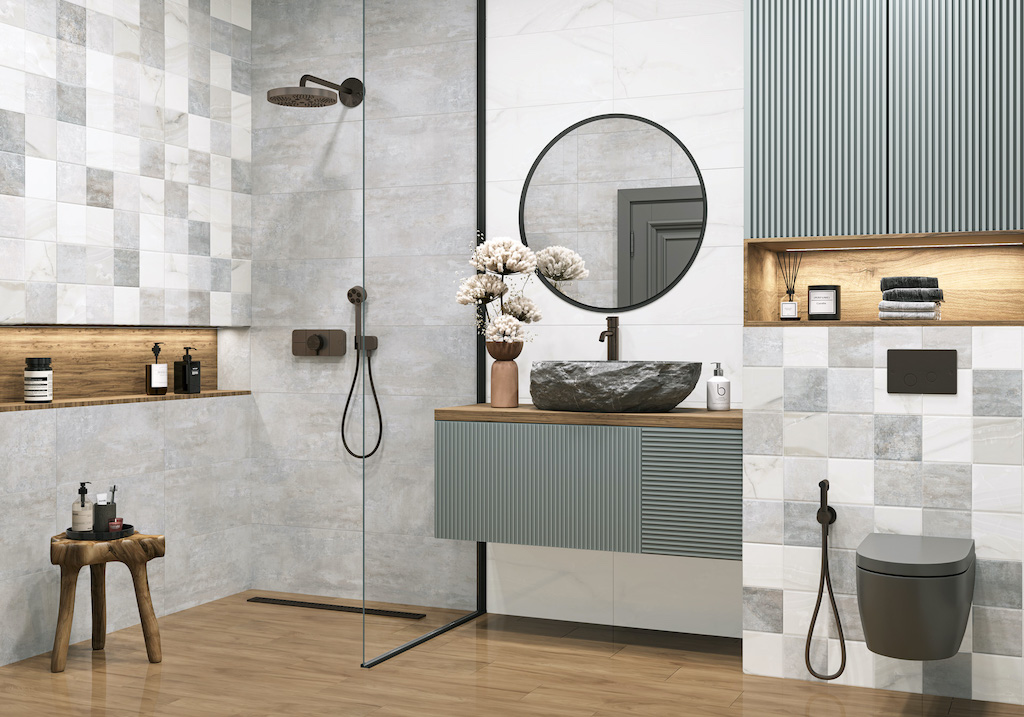 Керамическая плитка New Trend арт Титан, светло-серый, 600x300 фото 3