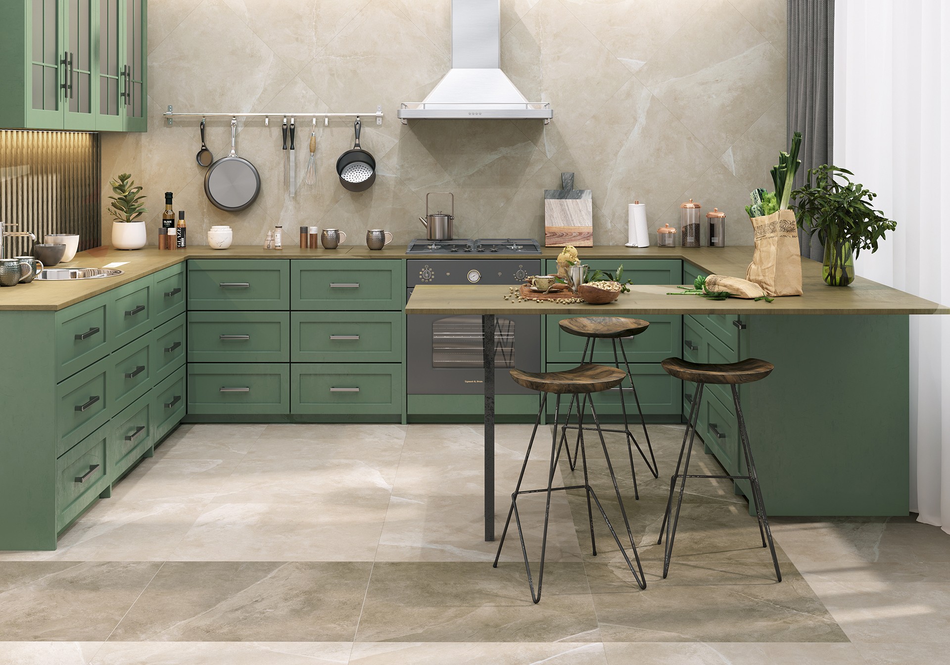 Керамогранит Alma Ceramica арт Базальто, светло-бежевый, 600х600 фото 3